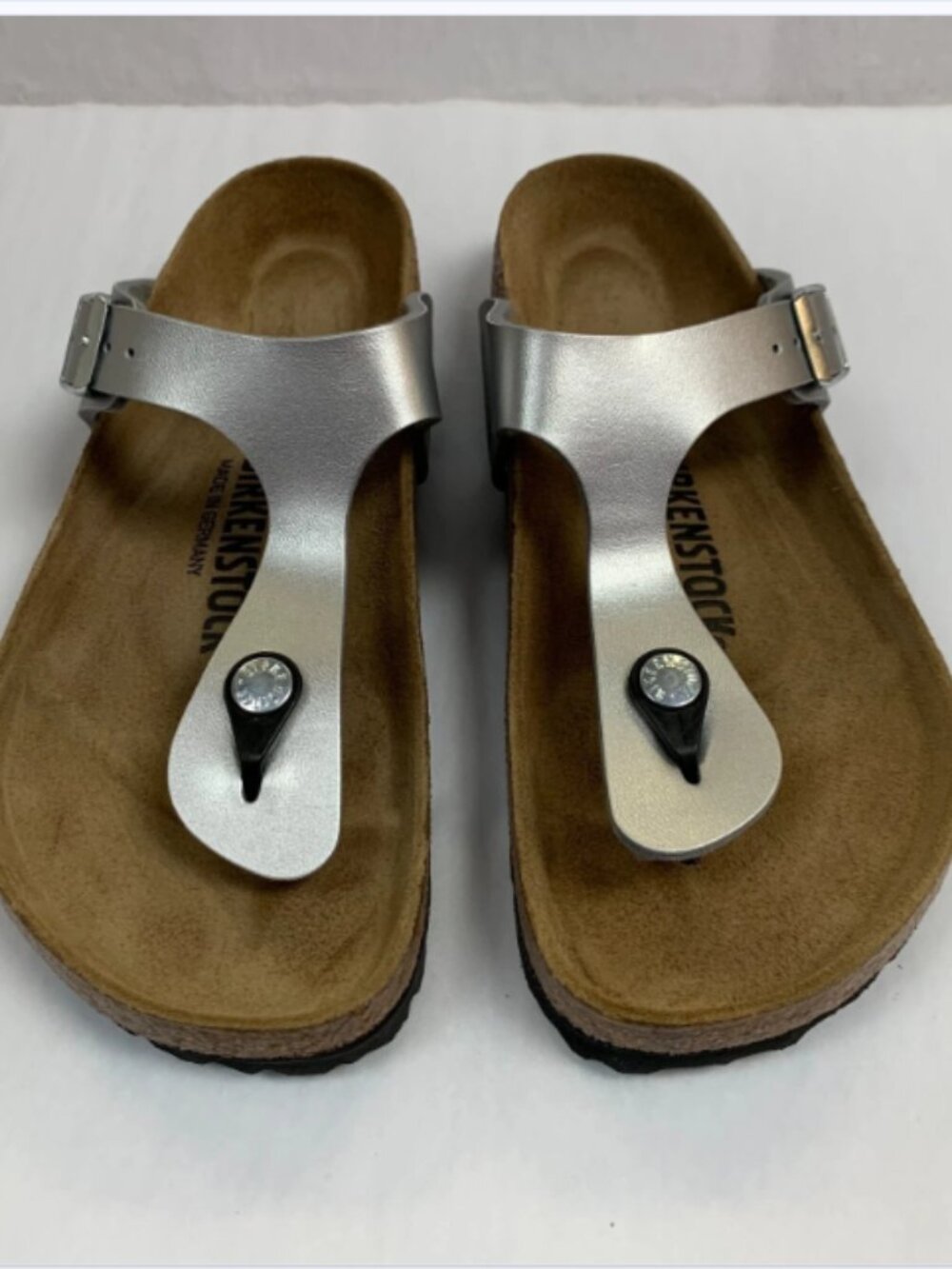 Birkenstock Gizeh Silver Birko-Flor Regular Width Sandals
